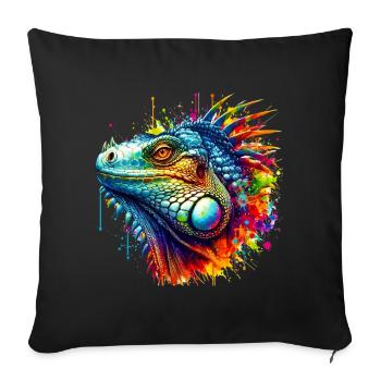 Leguan - Sofakissenbezug 45 x 45 cm - Schwarz - Vorne