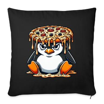 mignon pingouin chef dessin animé pizza maladroite - Housse de coussin décorative 45 x 45 cm - noir - Devant