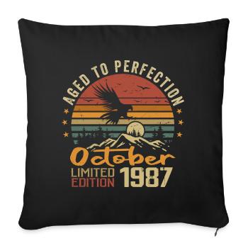 Vintage October 1987 - Retro October 1987 Gift - Sofa pillowcase 17,3'' x 17,3'' (45 x 45 cm) - black - Front