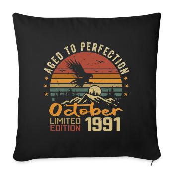 Vintage Octobre 1991 - Cadeau Rétro Octobre 1991 - Housse de coussin décorative 45 x 45 cm - noir - Devant