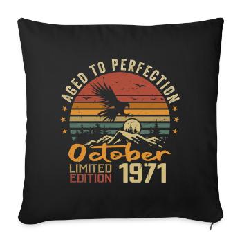 Vintage Octobre 1971 - Cadeau Rétro Octobre 1971 - Housse de coussin décorative 45 x 45 cm - noir - Devant
