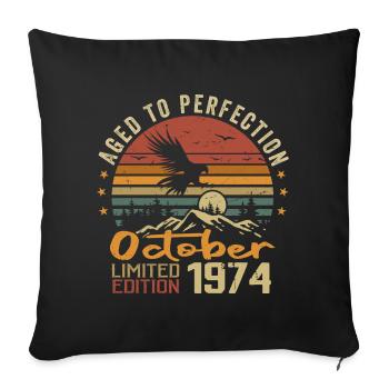 Vintage October 1974 - October 1974 Retro Gift - Sofa pillowcase 17,3'' x 17,3'' (45 x 45 cm) - black - Front