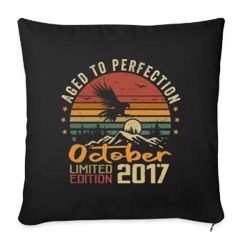 Vintage Octobre 2017 - Cadeau Rétro Octobre 2017 - Housse de coussin décorative 45 x 45 cm - noir - Devant