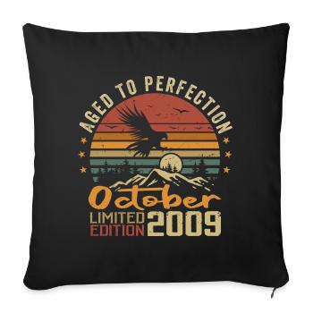 Vintage October 2009 - October 2009 Retro Gift - Sofa pillowcase 17,3'' x 17,3'' (45 x 45 cm) - black - Front