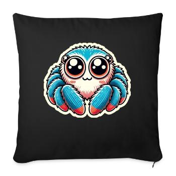 Mignon bleu rouge Jumping Spider est assis amical - Housse de coussin décorative 45 x 45 cm - noir - Devant