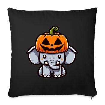 Funny Halloween Pumpkin Elephant October Autumn - Sofa pillowcase 17,3'' x 17,3'' (45 x 45 cm) - black - Front