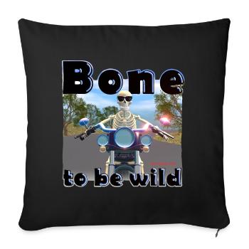 Skelett am Motorrad - Bone to be wild - Sofakissenbezug 45 x 45 cm - Schwarz - Vorne