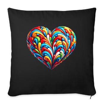 Colorful rainbow heart - Sofa pillowcase 17,3'' x 17,3'' (45 x 45 cm) - black - Front