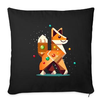 Fuchs im Lebkuchen Stil– Kreatives Weihnachtsmotiv - Sofakissenbezug 45 x 45 cm - Schwarz - Vorne