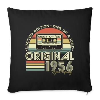 1956 Né Vintage Anniversaire Rétro - Housse de coussin décorative 45 x 45 cm - noir - Devant
