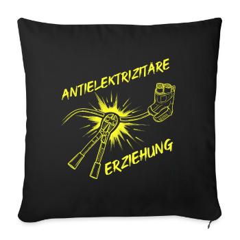 Éducation anti-électrisante – Jaune - Housse de coussin décorative 45 x 45 cm - noir - Devant