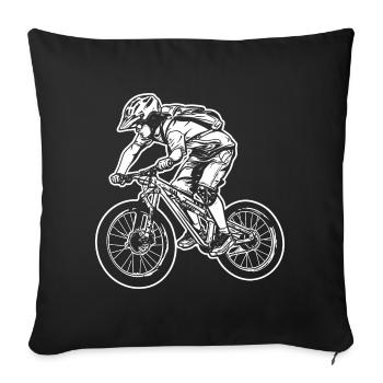 Vélo de montagne Dessin animé Graphique - Housse de coussin décorative 45 x 45 cm - noir - Devant