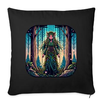 Magical Wood Elf in the Mystic Forest - Sofa pillowcase 17,3'' x 17,3'' (45 x 45 cm) - black - Front