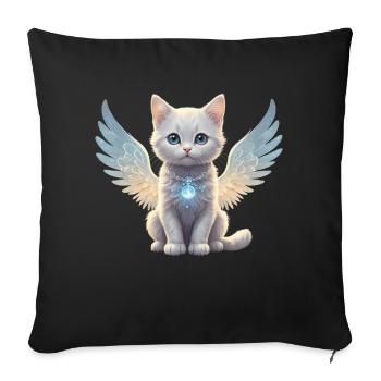 Angelic Cat - Sofa pillowcase 17,3'' x 17,3'' (45 x 45 cm) - black - Front
