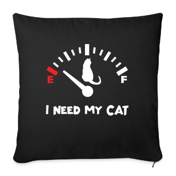 J’ai besoin de mon chat - Housse de coussin décorative 45 x 45 cm - noir - Devant