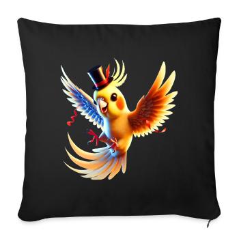 Cockatiel is partying - Sofa pillowcase 17,3'' x 17,3'' (45 x 45 cm) - black - Front