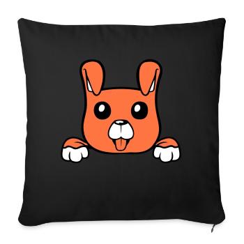 Dog Behind Wall Fence Sign Peeping Happy Cute - Sofa pillowcase 17,3'' x 17,3'' (45 x 45 cm) - black - Front