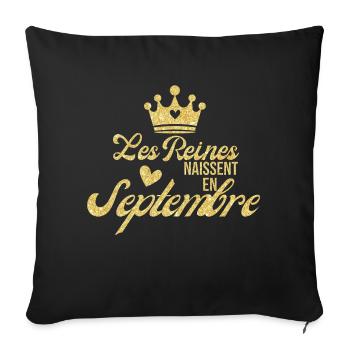Königinnen werden im September mit goldenem Glitzer geboren - Sofakissenbezug 45 x 45 cm - Schwarz - Vorne