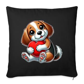 Verliebter Beagle Herz Valentinstag Hund - Sofakissenbezug 45 x 45 cm - Schwarz - Vorne