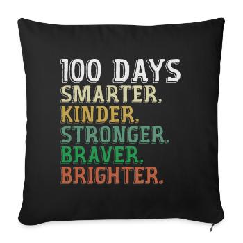 100 Days of School Smarter - 100th Days Of School - Sofa pillowcase 17,3'' x 17,3'' (45 x 45 cm) - black - Front