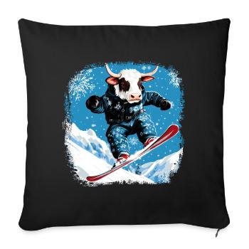 Vaches snowboard - Housse de coussin décorative 45 x 45 cm - noir - Devant