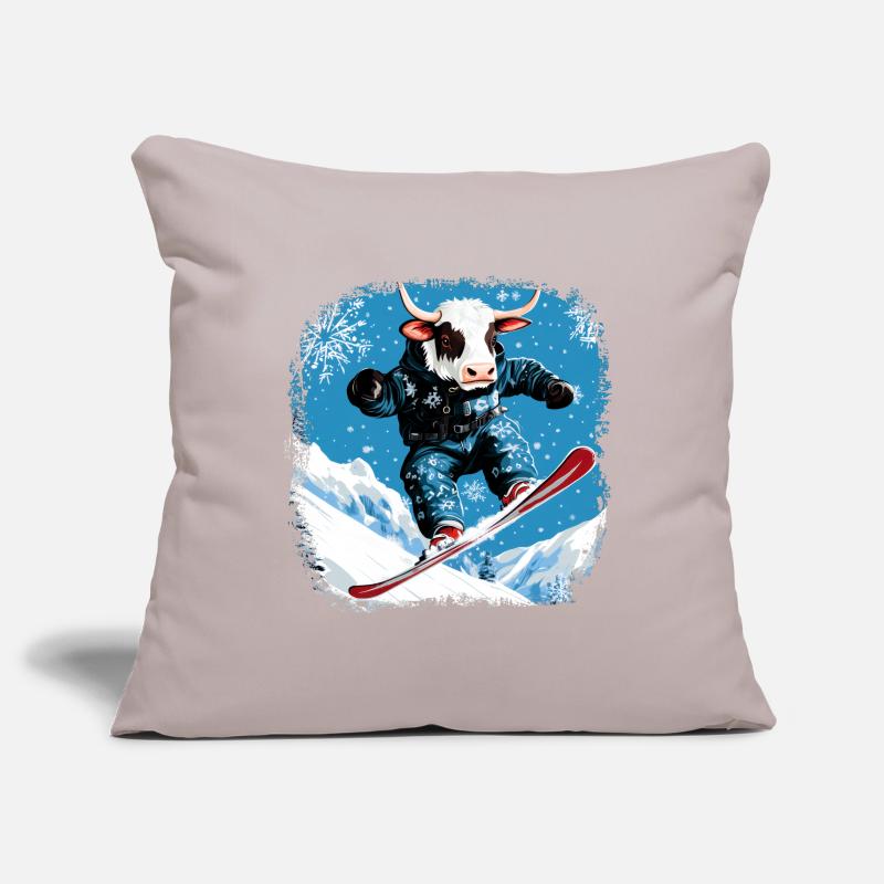 Vaches snowboard Housse de coussin décorative 45 x 45 cm