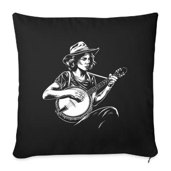Banjo Player Sketch - Sofa pillowcase 17,3'' x 17,3'' (45 x 45 cm) - black - Front