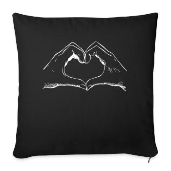 Coeur Signe de la main Symbole Amour Saint Valentin - Housse de coussin décorative 45 x 45 cm - noir - Devant