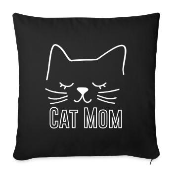 Cat Cat Mom Cat Mom Silhouette Outline Lineart - Sofa pillowcase 17,3'' x 17,3'' (45 x 45 cm) - black - Front