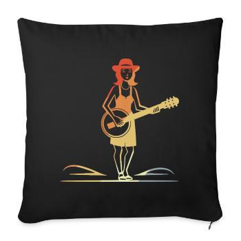 Banjo Player Vintage - Sofa pillowcase 17,3'' x 17,3'' (45 x 45 cm) - black - Front