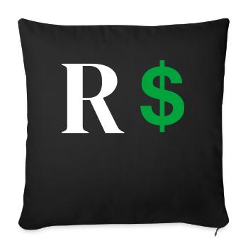 Letter r dollar - Sofa pillowcase 17,3'' x 17,3'' (45 x 45 cm) - black - Front