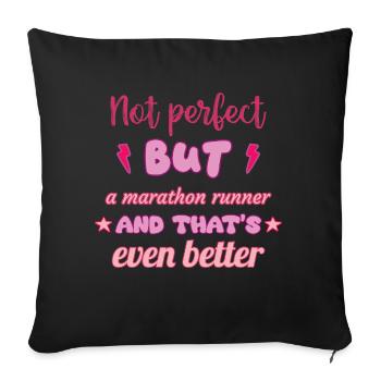 Pas parfait, mais marathonien, marathon - Housse de coussin décorative 45 x 45 cm - noir - Devant