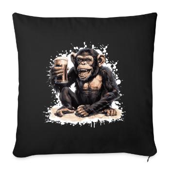 Bière de singe drôle - Housse de coussin décorative 45 x 45 cm - noir - Devant