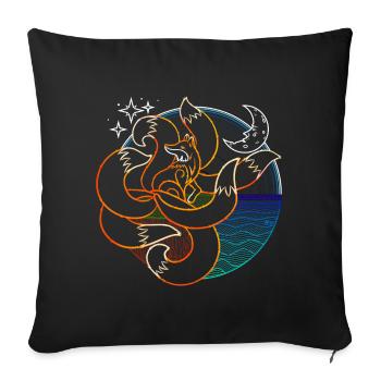 7 Tailed Fox - Farbe für Schwarz - DIGITAL - Sofakissenbezug 45 x 45 cm - Schwarz - Vorne