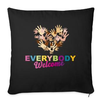 Everybody Welcome Heart - Sofakissenbezug 45 x 45 cm - Schwarz - Vorne
