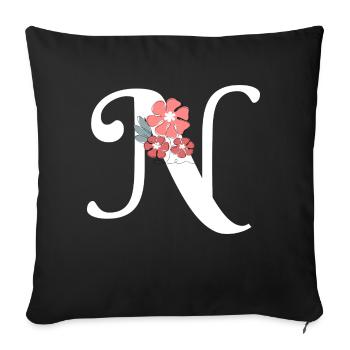 Letter n Minimalist Flowers - Sofa pillowcase 17,3'' x 17,3'' (45 x 45 cm) - black - Front