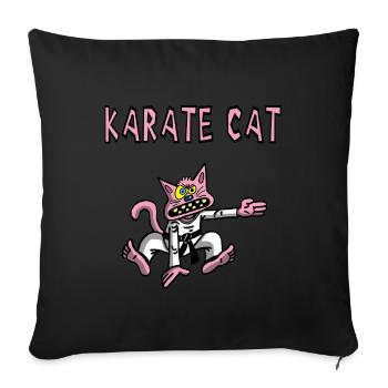 Karate and pink cat - Sofa pillowcase 17,3'' x 17,3'' (45 x 45 cm) - black - Front