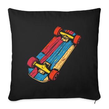Skateboard Graphic Vintage Look - Housse de coussin décorative 45 x 45 cm - noir - Devant