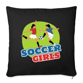 Filles de football - Housse de coussin décorative 45 x 45 cm - noir - Devant