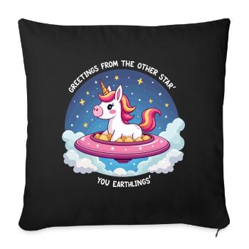 Unicorn from space - Sofa pillowcase 17,3'' x 17,3'' (45 x 45 cm) - black - Front