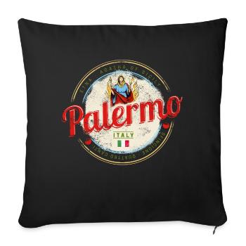 Palerme Ville Sicile Italie Vintage Sovenir - Housse de coussin décorative 45 x 45 cm - noir - Devant