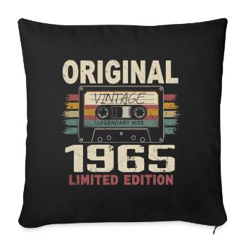 1965 cadeau anniversaire 1965 vintage 1965 rétro - Housse de coussin décorative 45 x 45 cm - noir - Devant