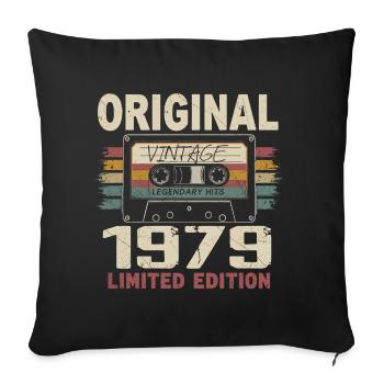1979 cadeau anniversaire 1979 vintage 1979 rétro - Housse de coussin décorative 45 x 45 cm - noir - Devant