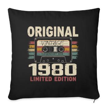 1980 cadeau anniversaire 1980 vintage 1980 rétro - Housse de coussin décorative 45 x 45 cm - noir - Devant