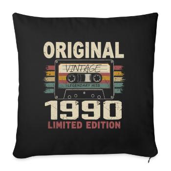 1990 Geburtstagsgeschenk 1990 Jahrgang 1990er Retro - Sofakissenbezug 45 x 45 cm - Schwarz - Vorne