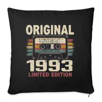 1993 cadeau anniversaire 1993 vintage 1993 rétro - Housse de coussin décorative 45 x 45 cm - noir - Devant