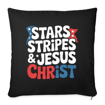 American Believer Christian July 4th Jesus - Sofa pillowcase 17,3'' x 17,3'' (45 x 45 cm) - black - Front