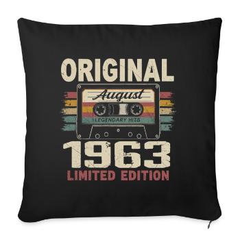 August 1963 August 1963 Gift August 1963 August 1963 - Sofa pillowcase 17,3'' x 17,3'' (45 x 45 cm) - black - Front