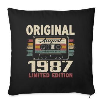 Août 1987 August 1987 Cadeau Août 1987 August 1987 - Housse de coussin décorative 45 x 45 cm - noir - Devant