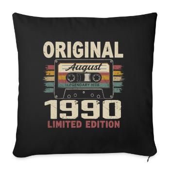August 1990 August 1990 Gift August 1990 August 1990 - Sofa pillowcase 17,3'' x 17,3'' (45 x 45 cm) - black - Front
